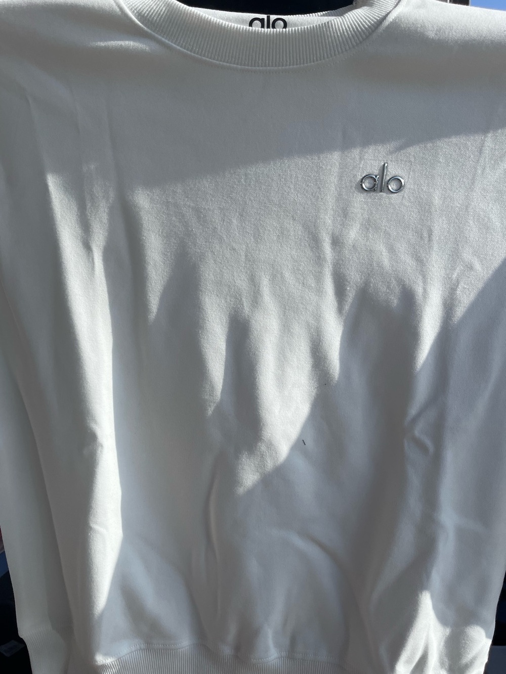 Alo yoga accolade crewneck white sweatshirt pull-over tee gym top small medium - Picture 4 of 5